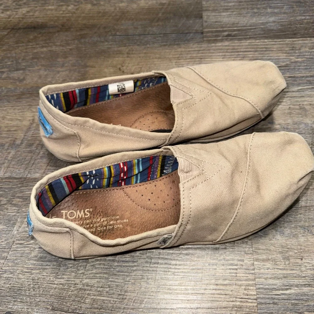 TOMS Womens Alpargata Canvas Slip On Flats Beige Natural Size 7.5